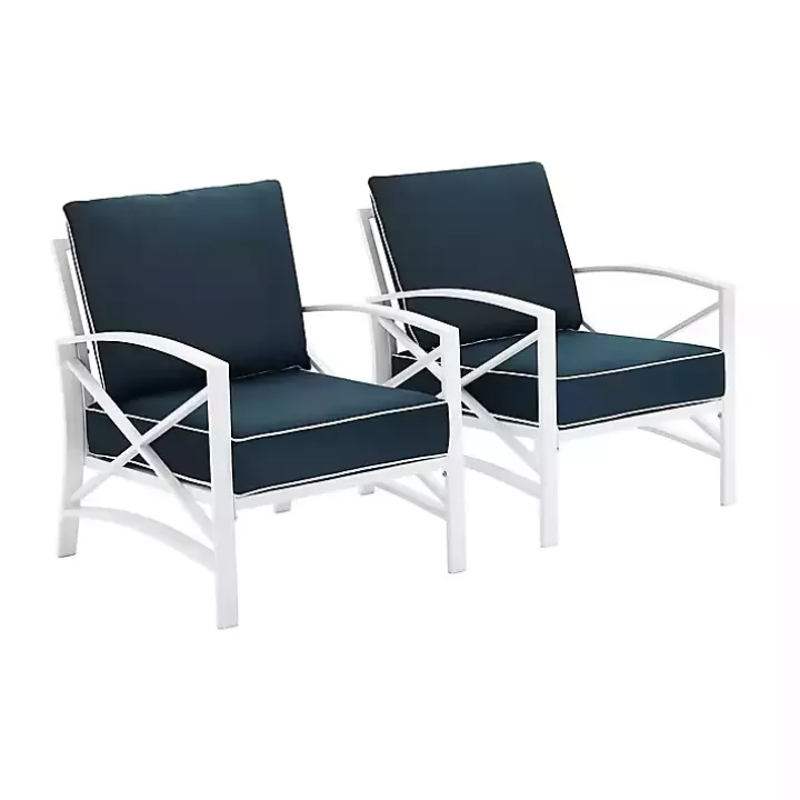 New Navy and White Dayton Outdoor Chairs, Set of 2 Outdoor Seating