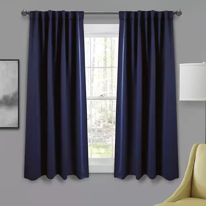 New Navy Back Tab Blackout Curtain Panel Set, 63 in. Curtains & Drapes