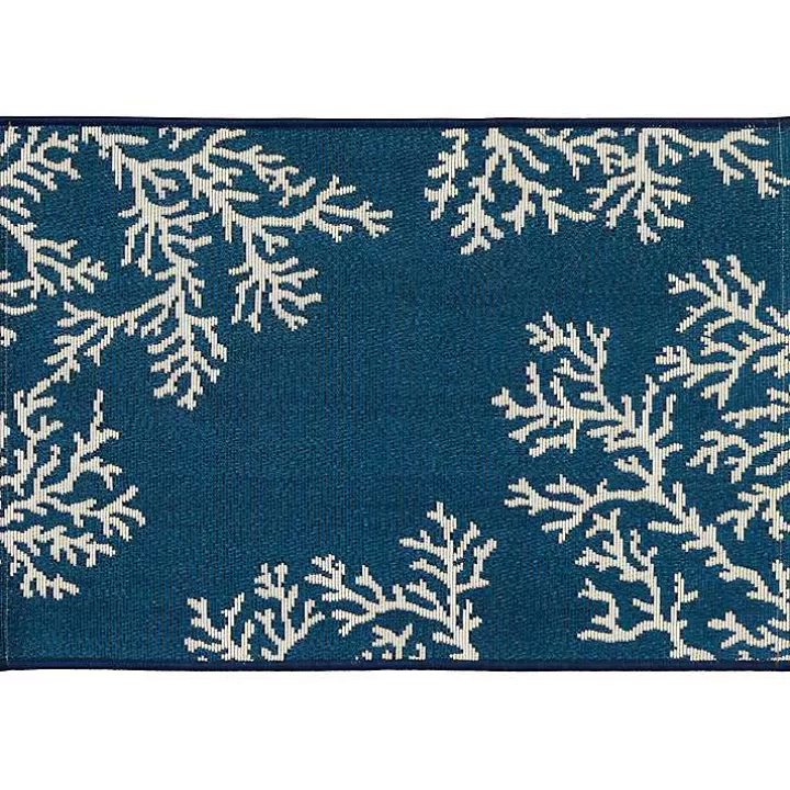 Cheap Navy Blue Coral Indoor/Outdoor Rug, 2x3 Outdoor Rugs