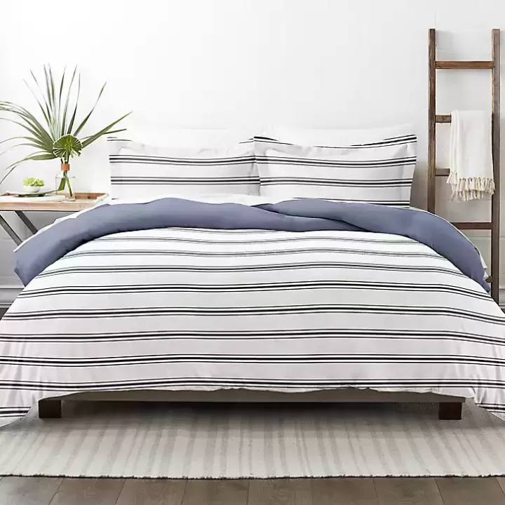 Store Navy Blue Echo Stripe 3-pc. King Duvet Cover Set Duvets