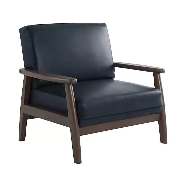 Hot Navy Faux Leather Ambon Accent Chair Accent Chairs