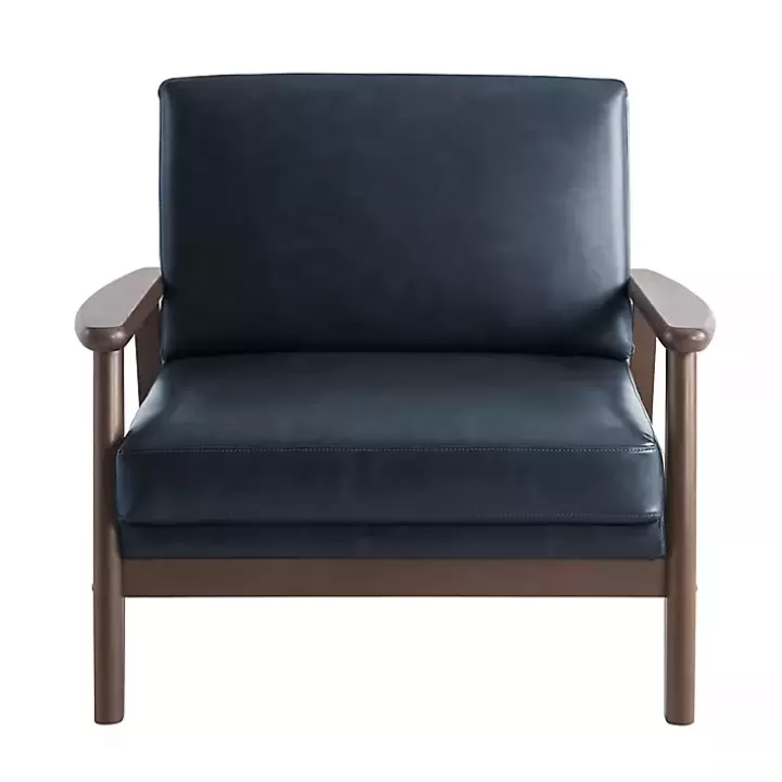 Hot Navy Faux Leather Ambon Accent Chair Accent Chairs