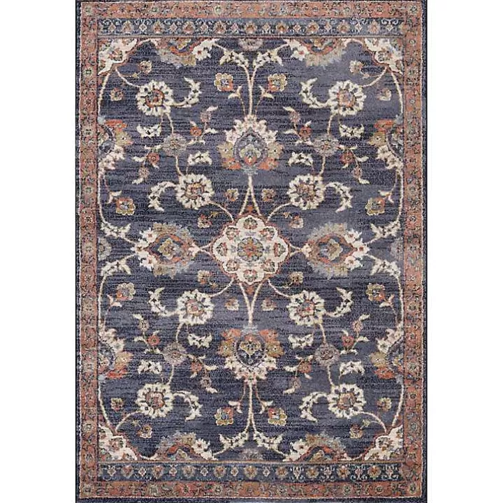 Sale Navy Floral Area Rug, 5x8 Area Rugs