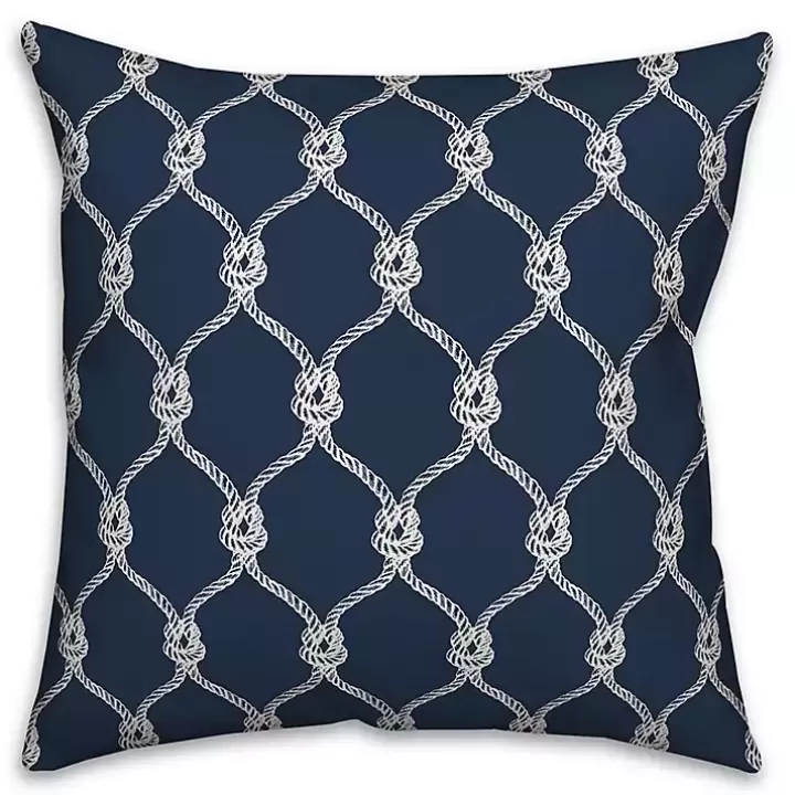 Best Sale Navy Knots Indoor/Outdoor Pillow Outdoor Cushions & Pillows