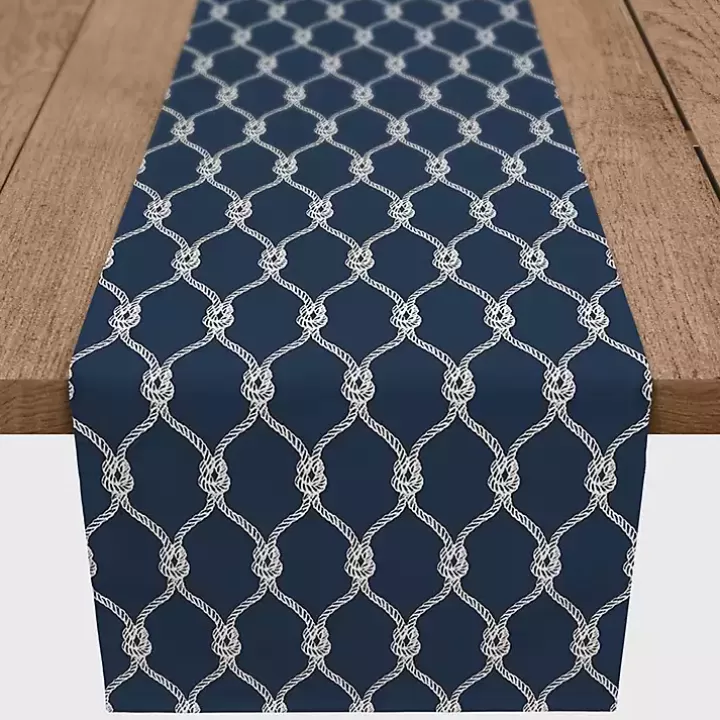 Sale Navy Nautical Knots Table Runner, 72 in. Table Linens