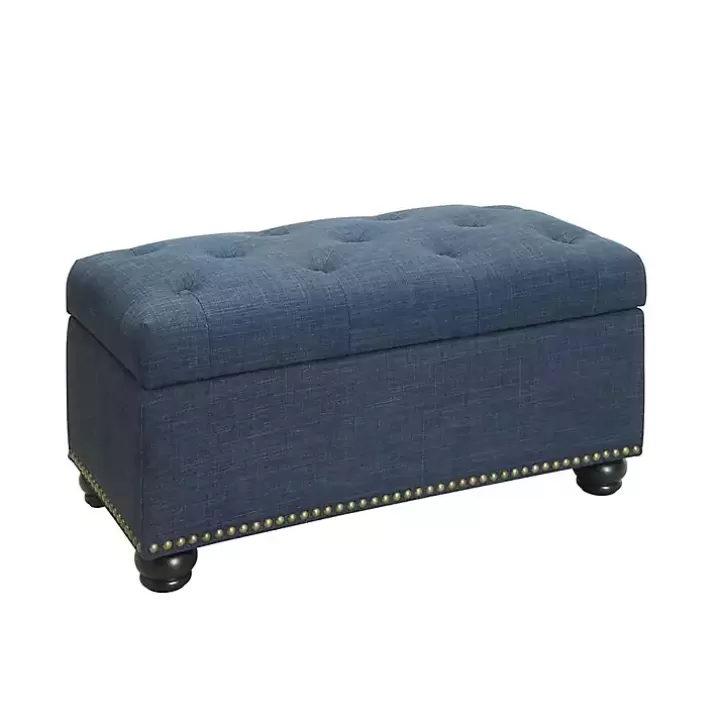 Online Navy Tufted Jess Storage Ottoman Bench Benches & Ottomans