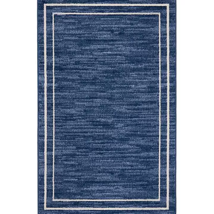 Online Navy Bordered Indoor/Outdoor Accent Rug, 2x4 Outdoor Rugs