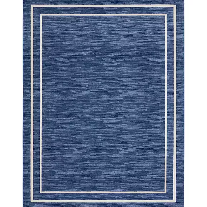 Cheap Navy Bordered Indoor/Outdoor Area Rug, 8x10 Outdoor Rugs