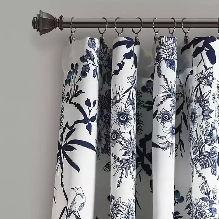 Cheap Navy Botanical Garden Curtain Panel Set, 95 in. Curtains & Drapes