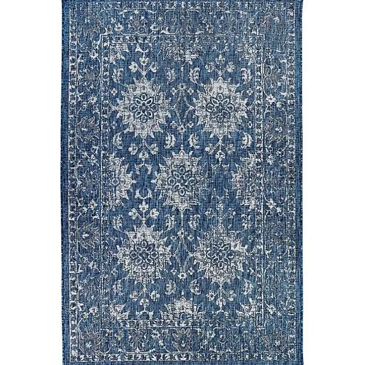 Shop Navy Botanical Hannah Indoor/Outdoor Rug, 4x7 Outdoor Rugs