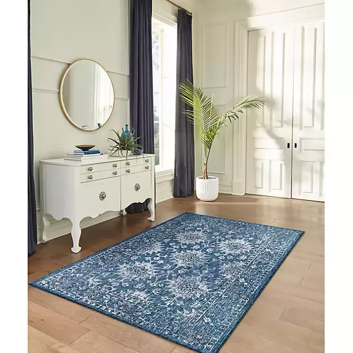 Shop Navy Botanical Hannah Indoor/Outdoor Rug, 4x7 Outdoor Rugs