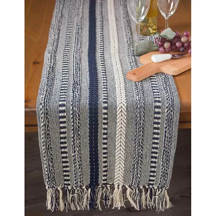 Cheap Navy Braided Stripe Table Runner, 72 in. Table Linens