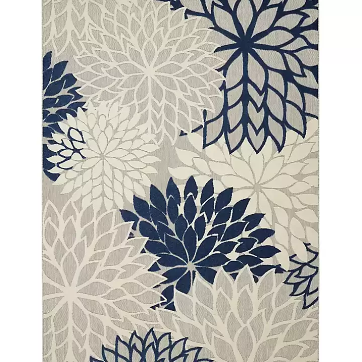 Best Navy Bright Floral Burst Outdoor Area Rug, 7x10 Outdoor Rugs