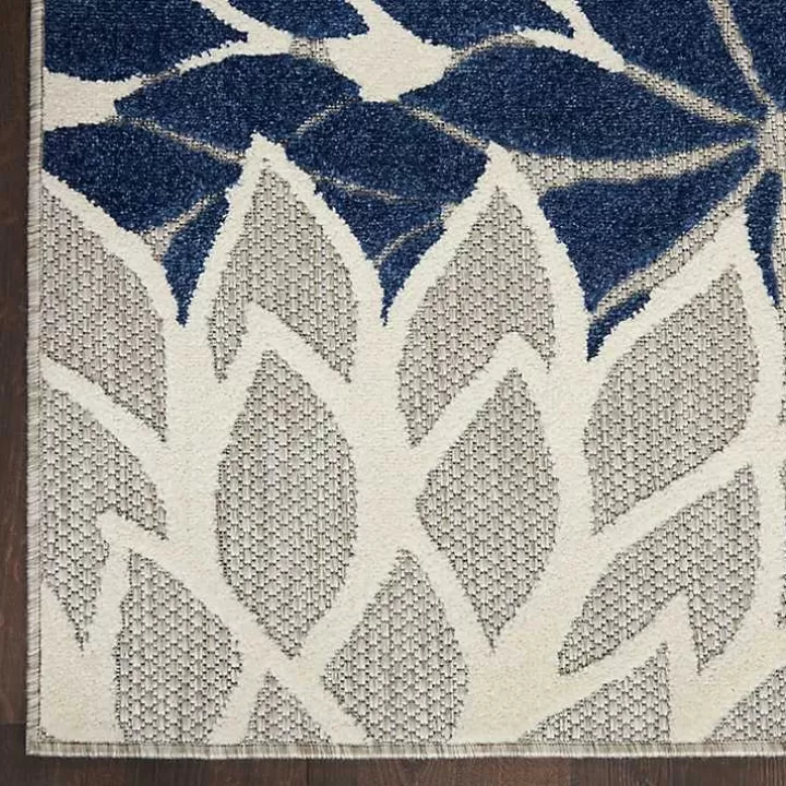 Best Navy Bright Floral Burst Outdoor Area Rug, 7x10 Outdoor Rugs