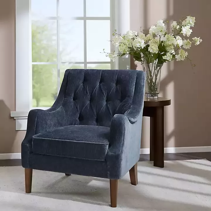 Online Navy Button Tufted Accent Chair Accent Chairs