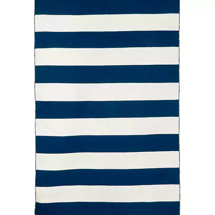 Outlet Navy Cabana Stripe Indoor/Outdoor Area Rug, 5x7 Outdoor Rugs