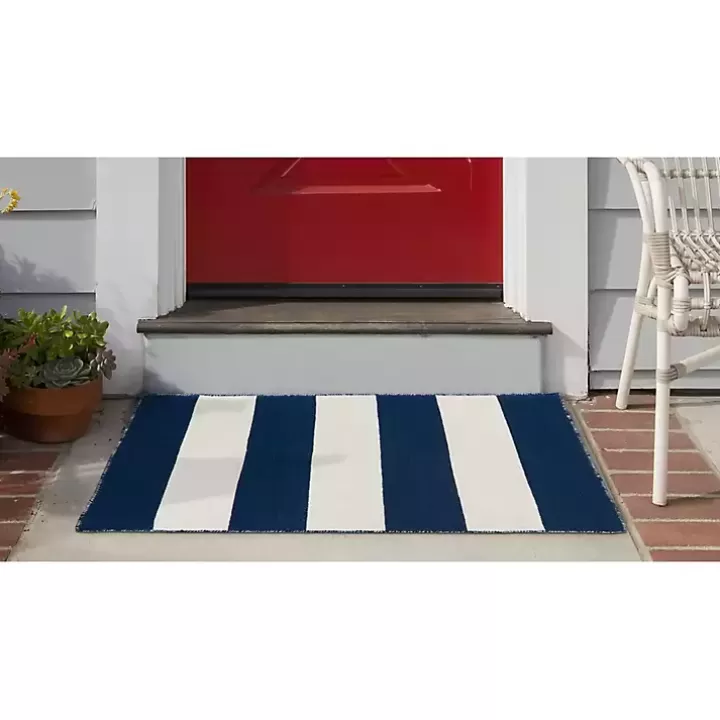 Online Navy Cabana Stripe Indoor/Outdoor Scatter Rug Outdoor Rugs