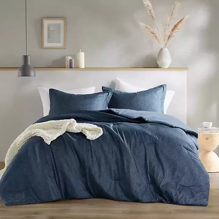 Outlet Navy Chambray 3-pc. Full/Queen Comforter Set Comforters