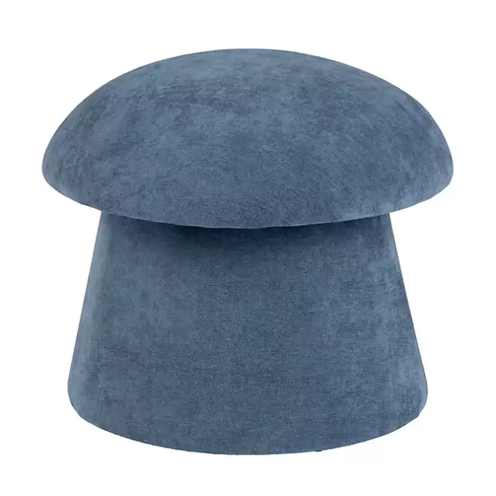 Outlet Navy Chenille Mushroom Storage Ottoman Benches & Ottomans