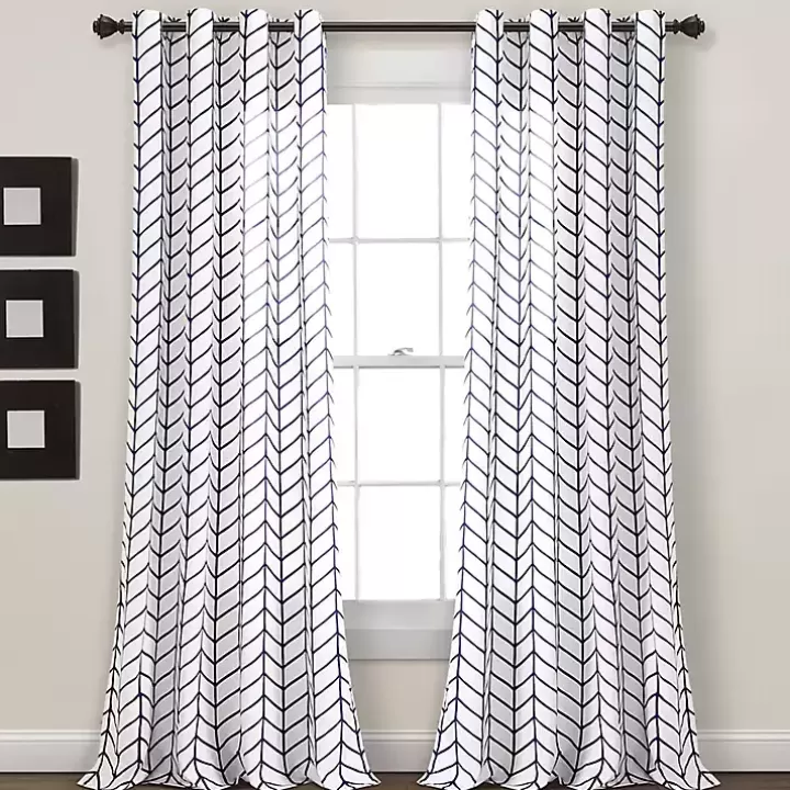 Online Navy Chevron 2-pc. Panel Curtain Set, 84 in. Curtains & Drapes