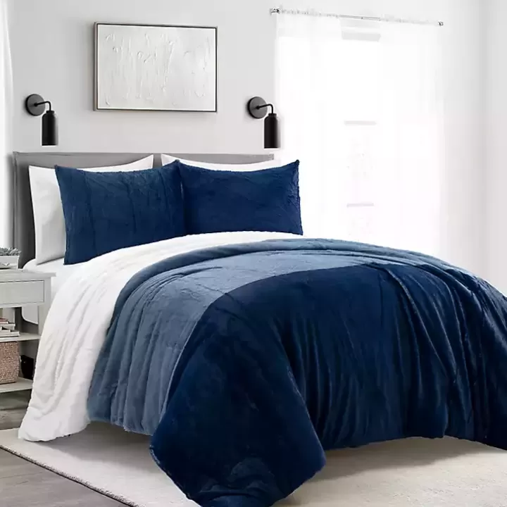 Cheap Navy Color Block 3-pc. Full/Queen Comforter Set Comforters