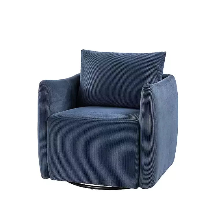 Clearance Navy Corduroy Swivel Accent Chair Accent Chairs