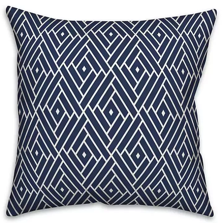 Sale Navy Diamond Geo Outdoor Pillow Outdoor Cushions & Pillows