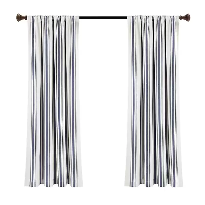 New Navy Farmhouse Stripe Curtain Panels, Set of 2 Curtains & Drapes