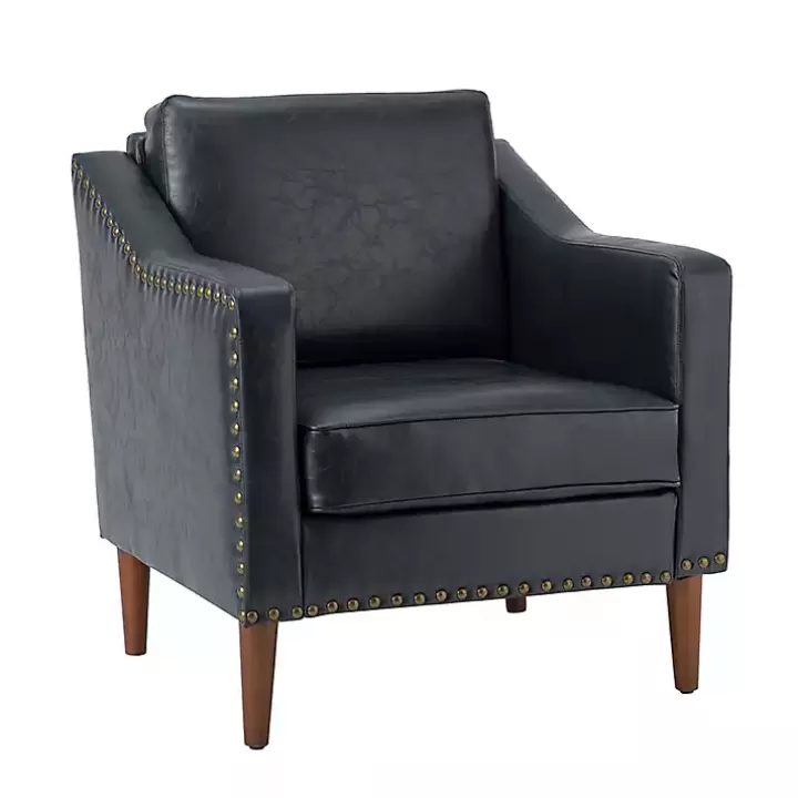 Discount Navy Faux Leather Bonita Accent Chair Accent Chairs