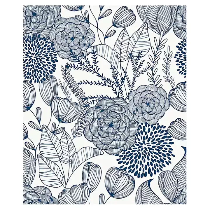 Shop Navy Floral Garden Peel & Stick Wallpaper Wall Murals & Wallpaper