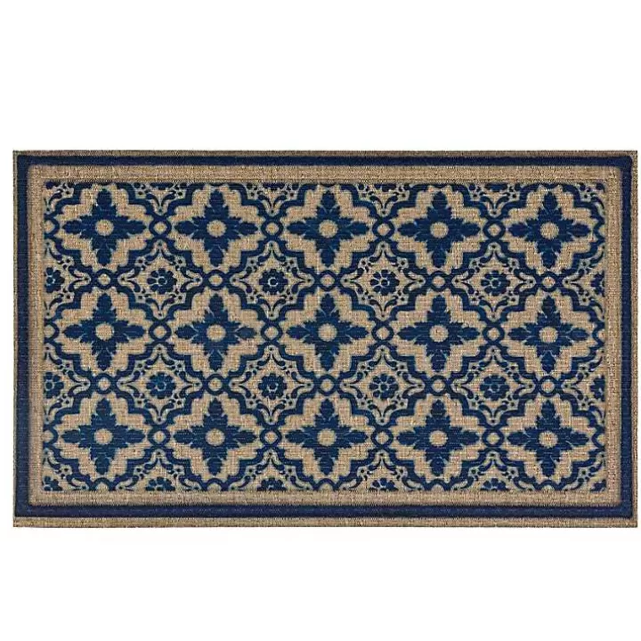 Cheap Navy Floral Pattern Doormat Doormats