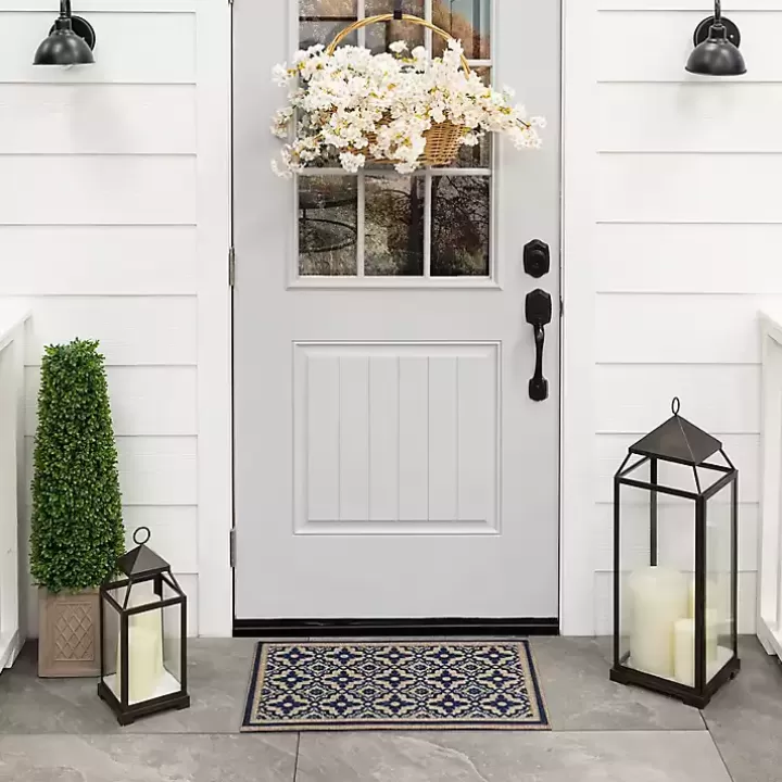 Cheap Navy Floral Pattern Doormat Doormats