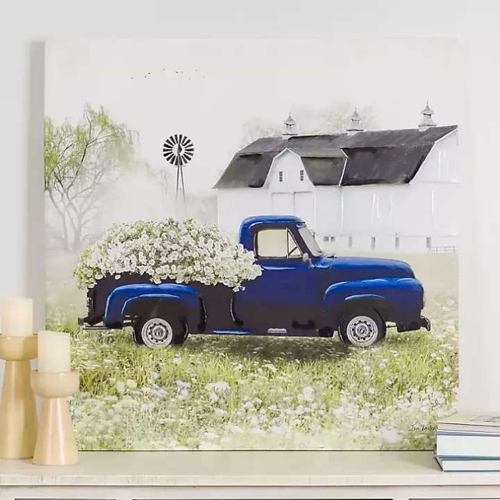 Outlet Navy Floral Pickup Truck Canvas Art Print Canvas Art