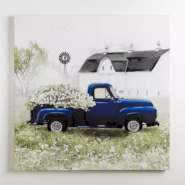 Outlet Navy Floral Pickup Truck Canvas Art Print Canvas Art