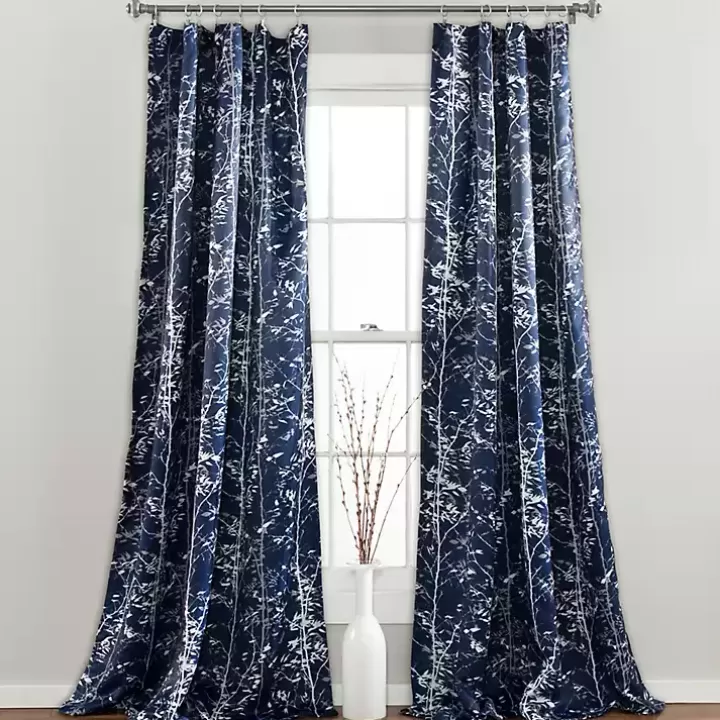 Sale Navy Forest Curtain Panel Set, 95 in. Curtains & Drapes