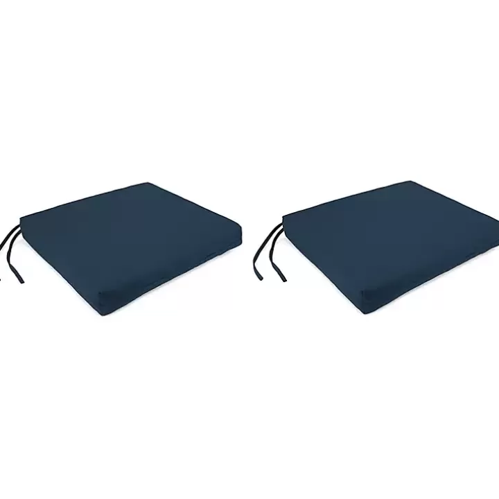 Outlet Navy French Edge Outdoor Chair Cushions, Set of 2 Outdoor Cushions & Pillows