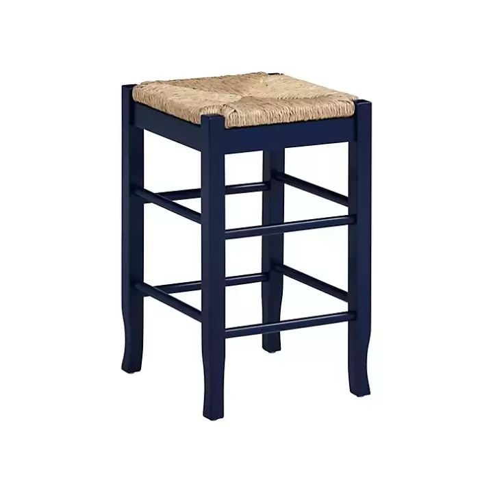 Sale Navy Handwoven Square Wooden Counter Stool Bar Stools & Counter Height Stools