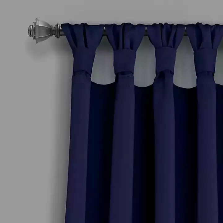 Outlet Navy Knotted Curtain Panel Set, 84 in. Curtains & Drapes