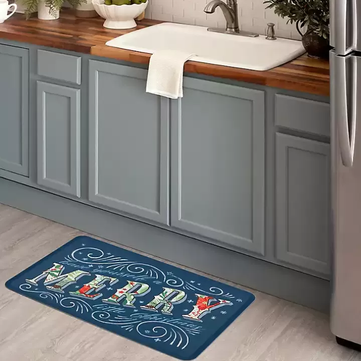 Cheap Navy Merry Little Christmas Kitchen Mat Kitchen & Floor Mats