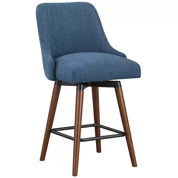 Flash Sale Navy Mid-Century Modern Swivel Counter Stool Bar Stools & Counter Height Stools