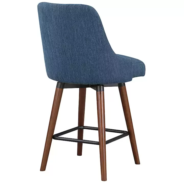 Flash Sale Navy Mid-Century Modern Swivel Counter Stool Bar Stools & Counter Height Stools