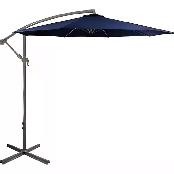 Sale Navy Offset Hand Crank Outdoor Umbrella Outdoor Accent Furniture