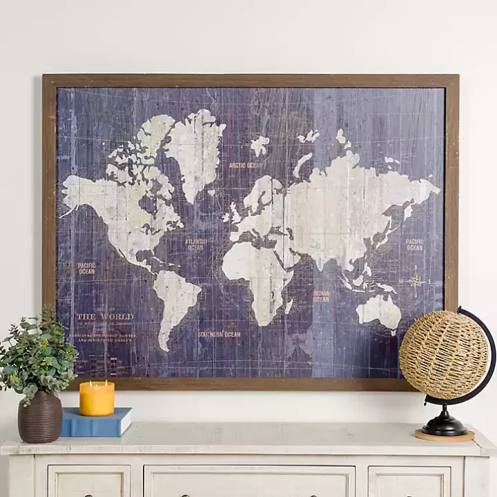 Online Navy Old World Map Framed Art Print Framed Art