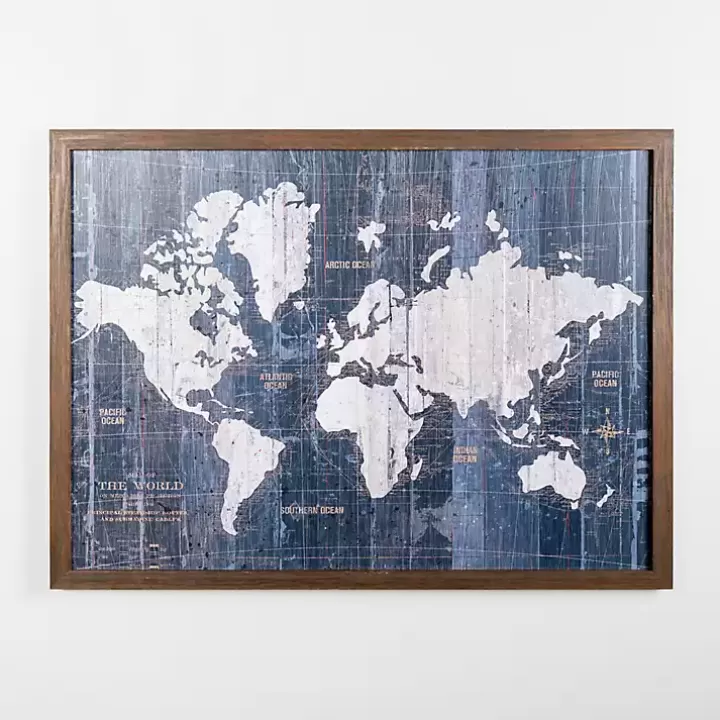 Online Navy Old World Map Framed Art Print Framed Art