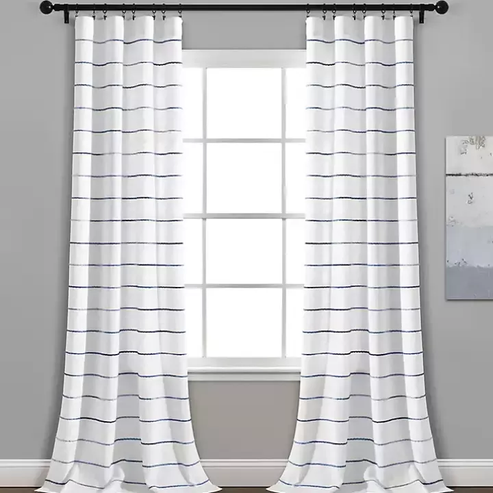 Shop Navy Ombre Stripe Curtain Panel Set, 95 in. Curtains & Drapes