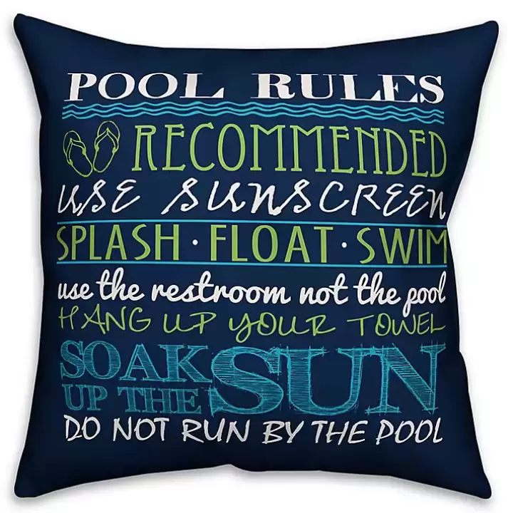 Best Sale Navy Pool Rules Outdoor Pillow Outdoor Cushions & Pillows