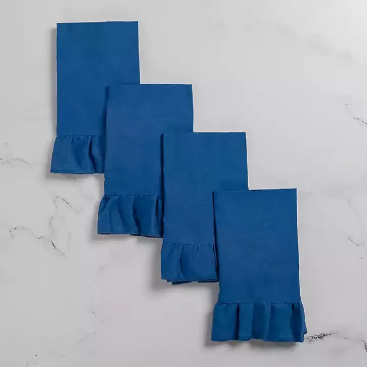 Best Navy Ruffle Napkins, Set of 4 Table Linens
