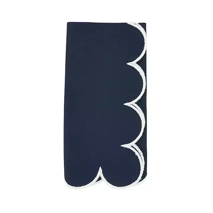 Fashion Navy Scalloped Edge Napkins, Set of 4 Table Linens