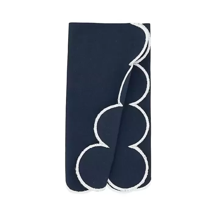 Fashion Navy Scalloped Edge Napkins, Set of 4 Table Linens