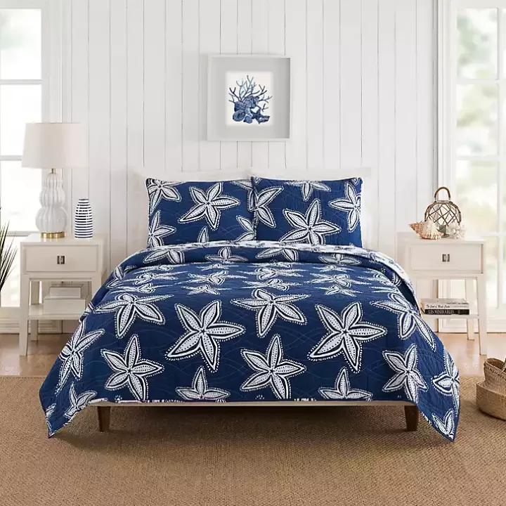 Online Navy Sea Star 2-pc. Twin Quilt Set Quilts